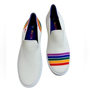 ROTHYS Size 10 Limited Edition SF White Rainbow Stripe Slip-On Sneakers